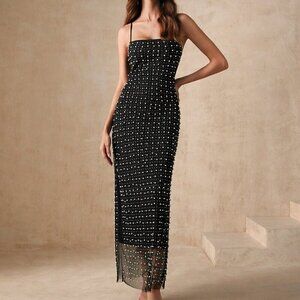 Black Party Women's Sequin Patchwork Summer Strappy Dress